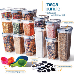 14pcs Plastic Food Containers Candy Jars With Lids