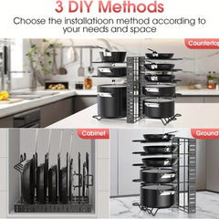 Pot Rack Organizer 8 Tiers Pots And Pans Organizer Kitchen Adjustable
