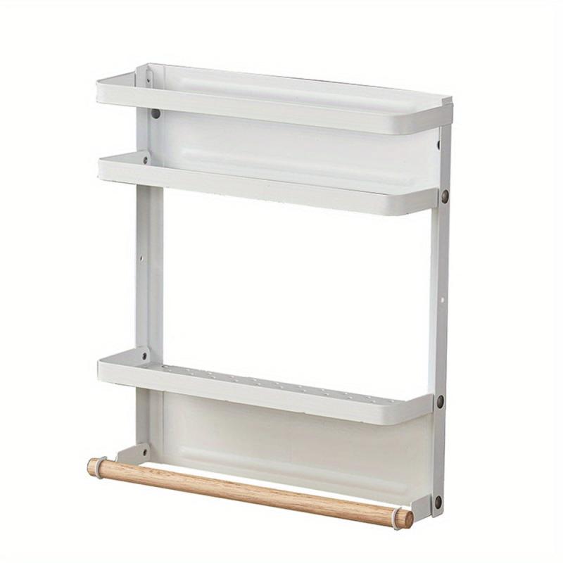 2 Tier Magnetic Spice Rack with Paper Towel Holder for Kitchen Cabinet