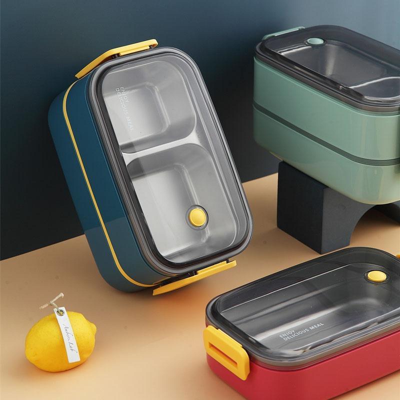 1 2 Layer Lunch Box Microwave Portable Leakproof Food Container