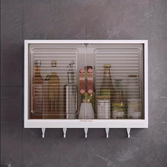 Wall Mounted Storage Box with Hook for Kitchen, Moisture-proof, Waterproof