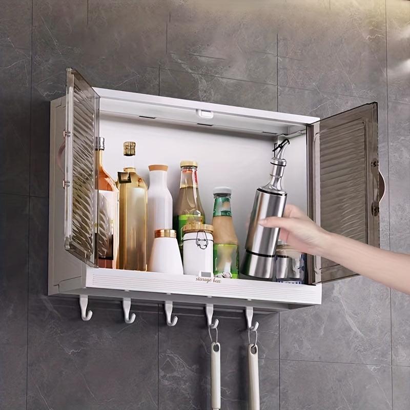 Wall Mounted Storage Box with Hook for Kitchen, Moisture-proof, Waterproof