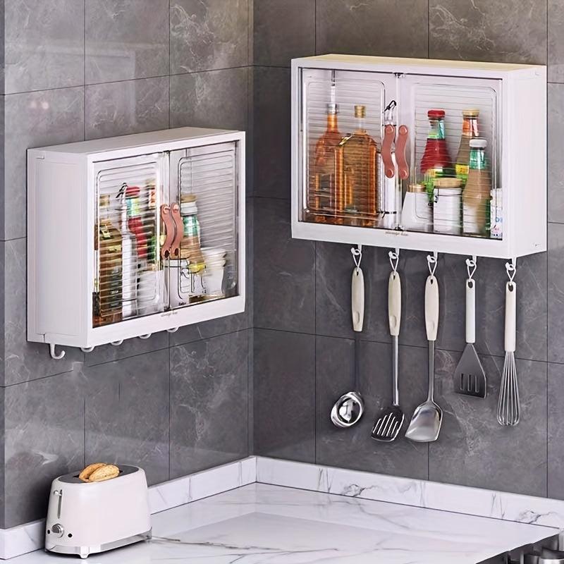 Wall Mounted Storage Box with Hook for Kitchen, Moisture-proof, Waterproof