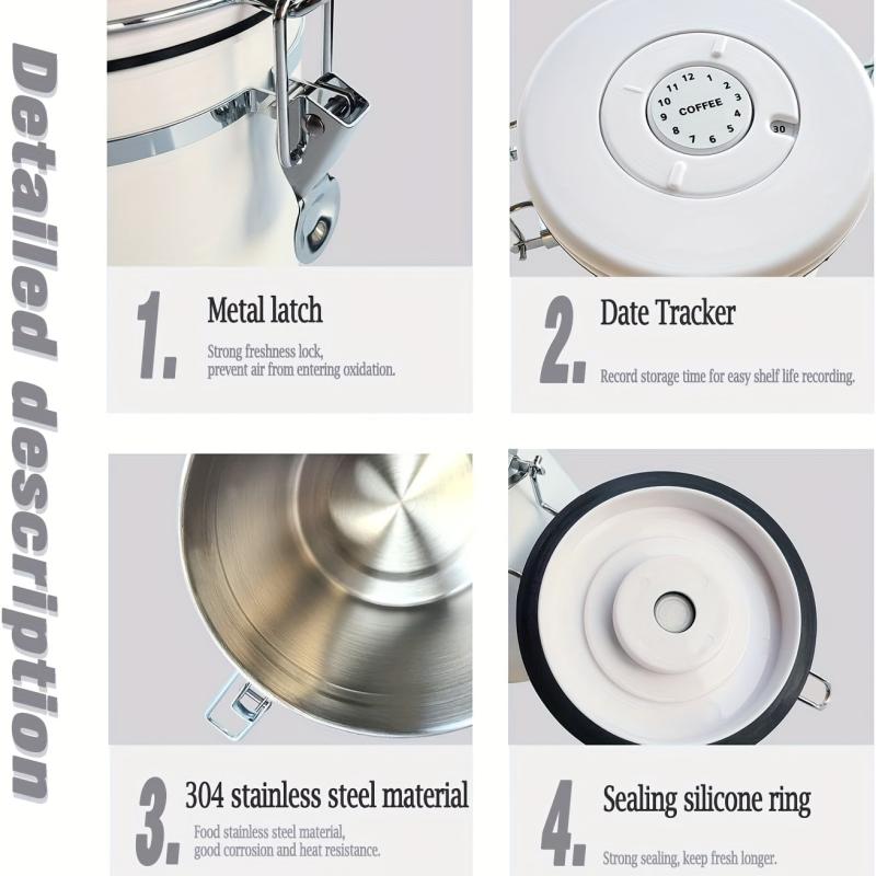 Coffee Storage Tank Stainless Steel With Date Tracker And CO2 Release Valve
