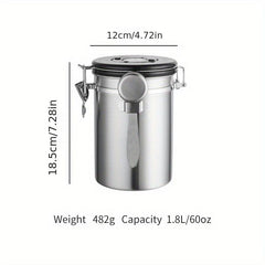 Coffee Storage Tank Stainless Steel With Date Tracker And CO2 Release Valve
