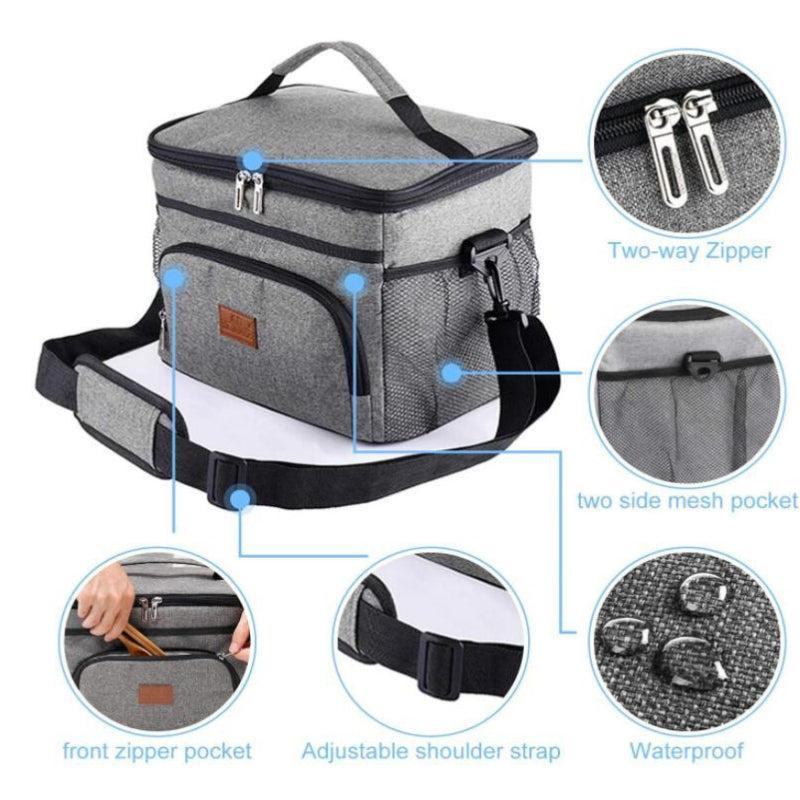 Large Insulated Lunch Bag Soft Cooler Tote for Camping Picnic Beach