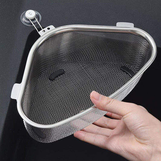 Stainless Steel Kitchen Sink Drain Basket Triangle Food Peel Egg Filter