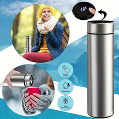 16oz Smart Thermal Water Bottle LED Vacuum Flask, Stainless Steel Insulated