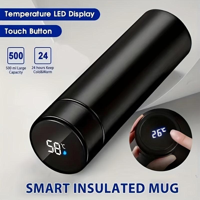16oz Smart Thermal Water Bottle LED Vacuum Flask, Stainless Steel Insulated