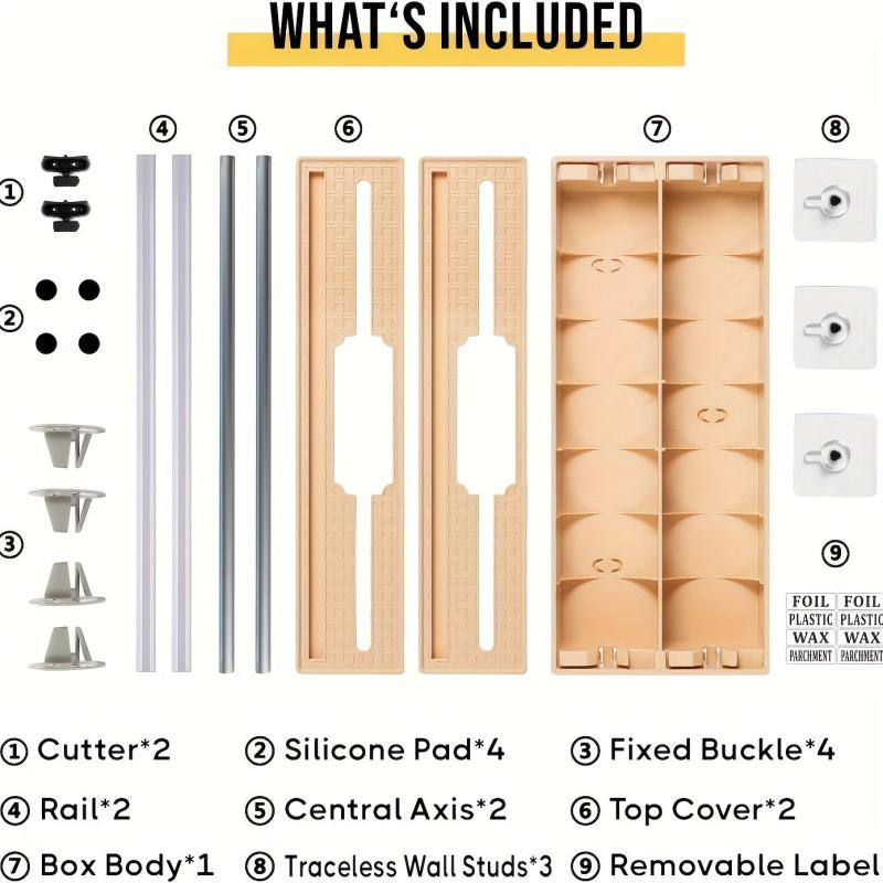 2-in-1 Wrap Dispenser Cutter Labels Foil Plastic