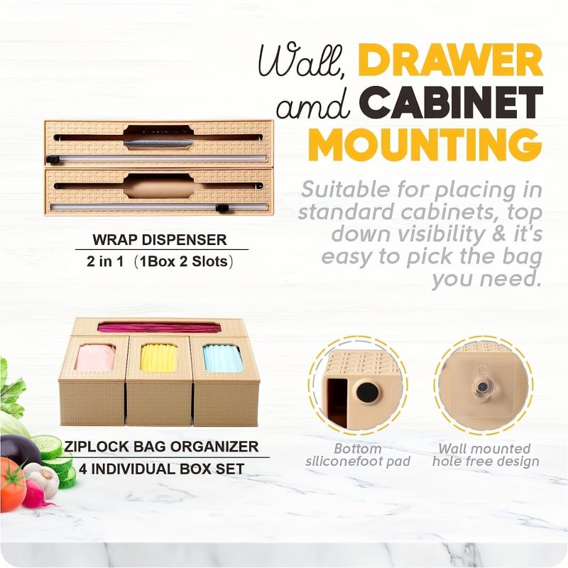 2-in-1 Wrap Dispenser Cutter Labels Foil Plastic