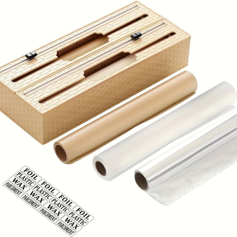 2-in-1 Wrap Dispenser Cutter Labels Foil Plastic
