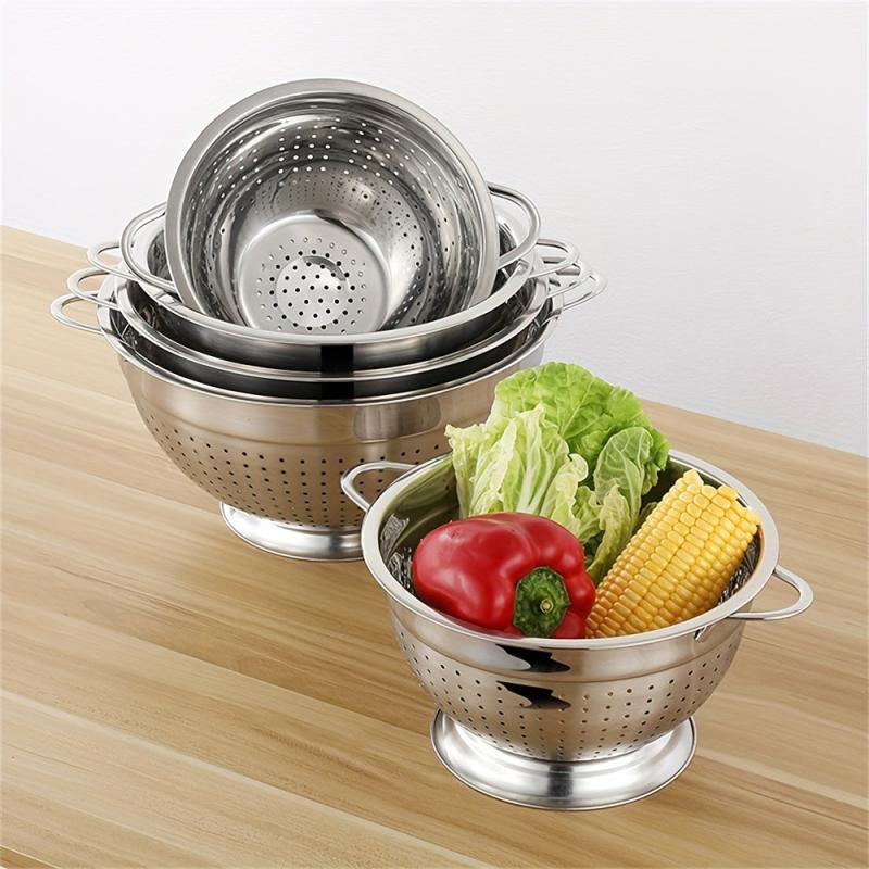 Stainless Steel Drain Basket Double Handle Colander