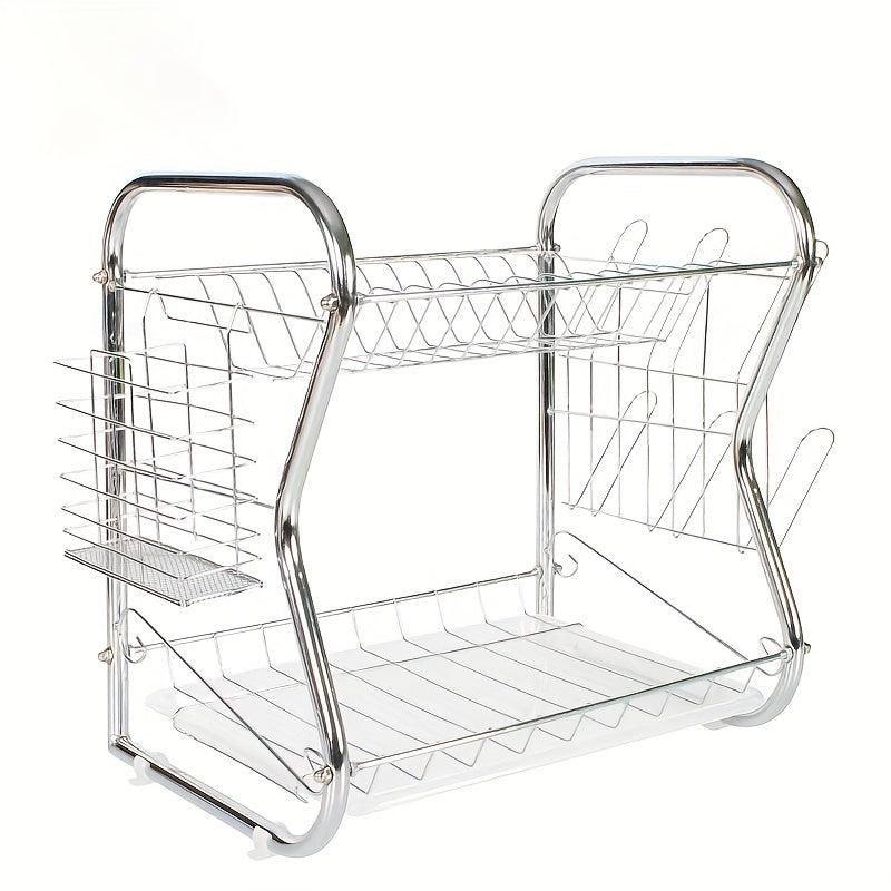 Foldable Double Layer Dish Storage Rack Large Capacity Tableware Holder