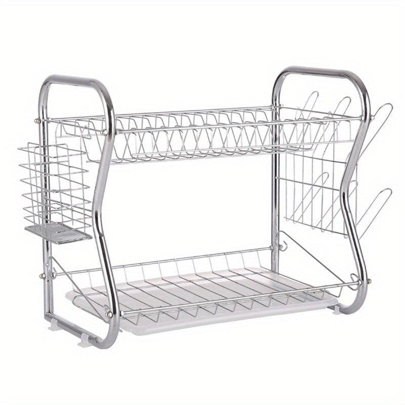 Foldable Double Layer Dish Storage Rack Large Capacity Tableware Holder