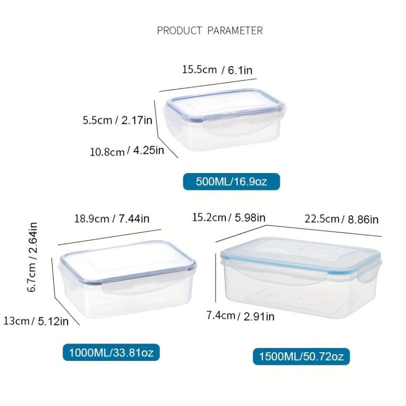 3pcs High Rectangle Airtight Lunch Boxes with Lids Leakproof Crisper