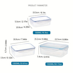 3pcs High Rectangle Airtight Lunch Boxes with Lids Leakproof Crisper