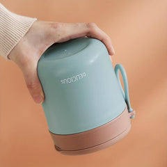 Round Insulated Lunch Box with Spoon Stainless Steel Vacuum Container Leakproof