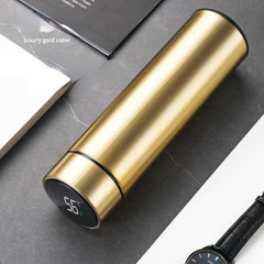 500ml Stainless Steel Vacuum Flask with Temp Display - Leakproof Insulated