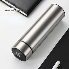 500ml Stainless Steel Vacuum Flask with Temp Display - Leakproof Insulated