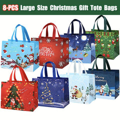 8pcs Christmas Gift Bags Tote Bags With Handles Reusable Reinforced Handle