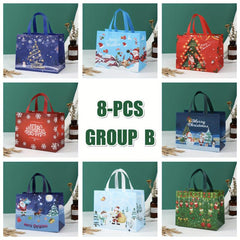 8pcs Christmas Gift Bags Tote Bags With Handles Reusable Reinforced Handle