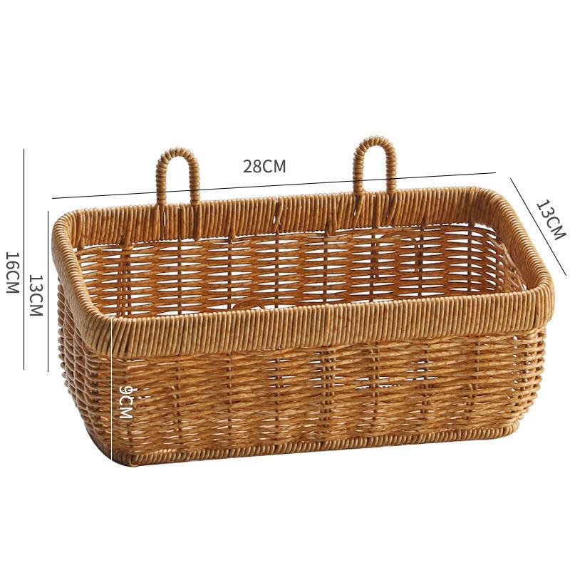 Rattan Double Ear Storage Basket - Kitchen Woven Wall Storage
