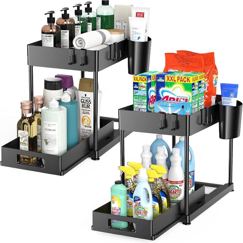 Double Layer Kitchen Storage Rack Pull Out Type Heavy Loading Shelf