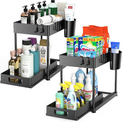 Double Layer Kitchen Storage Rack Pull Out Type Heavy Loading Shelf