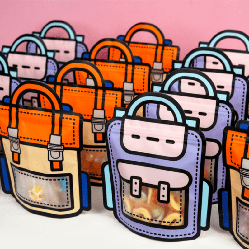 10pcs School Bags Shaped Zipper Bags for Snack Packaging
