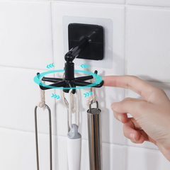 Universal Rotating Hook 6-Claw Rack Organizer Self Adhesive Towel Rack