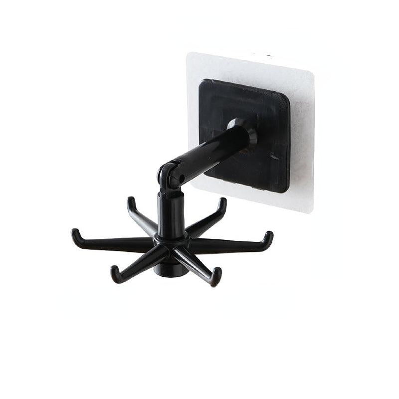 Universal Rotating Hook 6-Claw Rack Organizer Self Adhesive Towel Rack