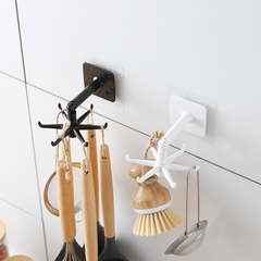 Universal Rotating Hook 6-Claw Rack Organizer Self Adhesive Towel Rack