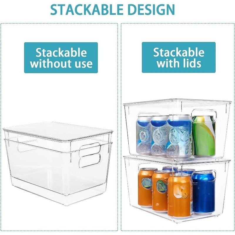 Stackable Storage Bin for Pantry Kitchen Refrigerator Cabinet Bathroom