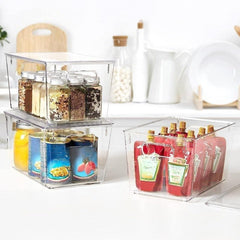Stackable Storage Bin for Pantry Kitchen Refrigerator Cabinet Bathroom