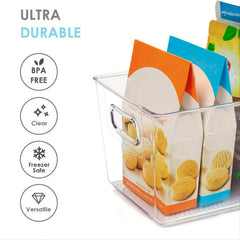 6pcs Portable Storage Bins With Handle Cosmetics Finishing Basket
