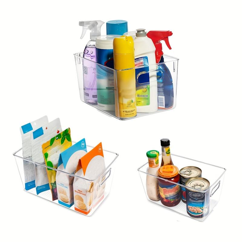 6pcs Portable Storage Bins With Handle Cosmetics Finishing Basket
