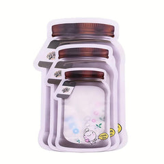 5Pcs Jar Shaped Seal Bags Reusable Snacks Zipper Bag Kitchen Organizer