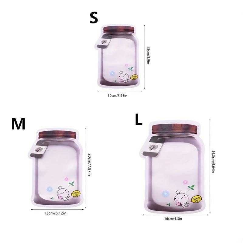5Pcs Jar Shaped Seal Bags Reusable Snacks Zipper Bag Kitchen Organizer