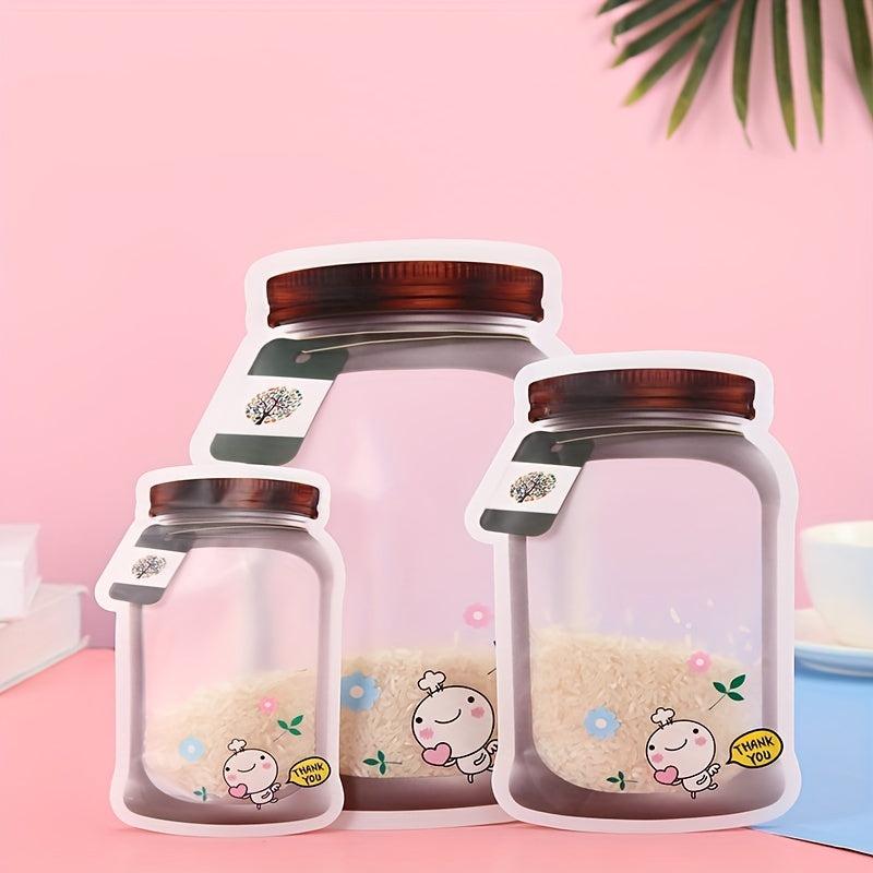 5Pcs Jar Shaped Seal Bags Reusable Snacks Zipper Bag Kitchen Organizer