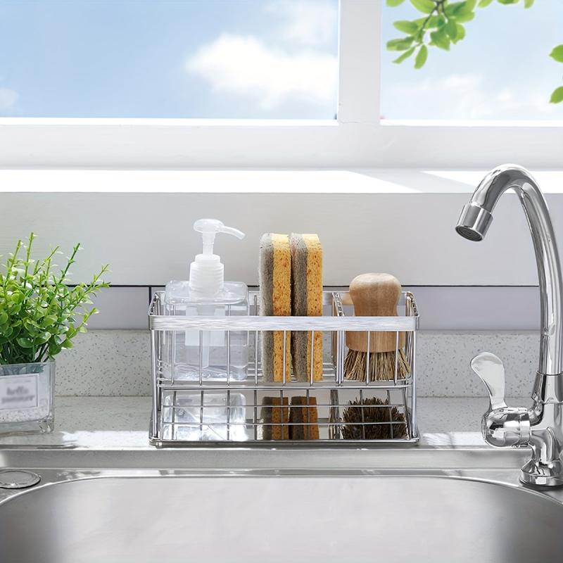 Stainless Steel Sink Caddy Organizer with Drain Tray