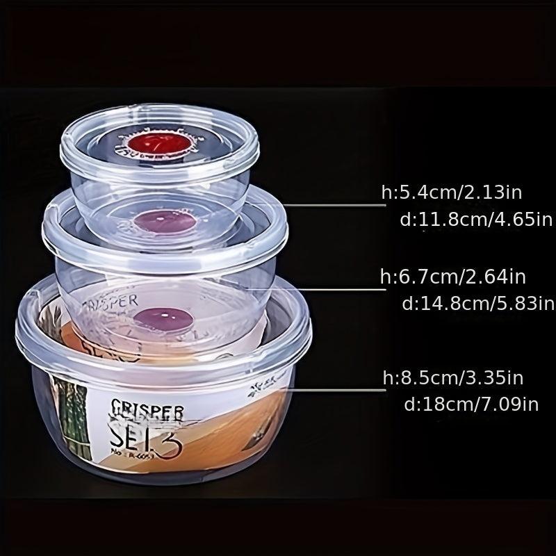 3pcs Plastic Crisper Boxes for Fruit Vegetable Meat Storage