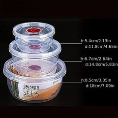 3pcs Plastic Crisper Boxes for Fruit Vegetable Meat Storage