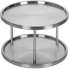 Stainless Steel Rotating Spice Rack Double Layer Lazy Susan Tray