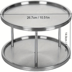 Stainless Steel Rotating Spice Rack Double Layer Lazy Susan Tray