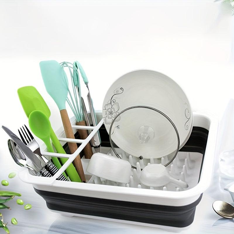 Telescopic Draining Dish Rack Large Capacity Tableware Storage Box
