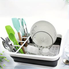 Telescopic Draining Dish Rack Large Capacity Tableware Storage Box