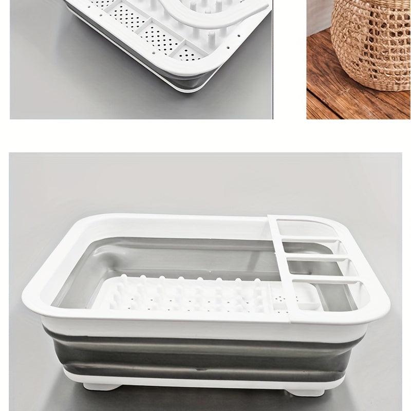 Telescopic Draining Dish Rack Large Capacity Tableware Storage Box