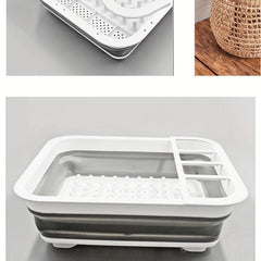 Telescopic Draining Dish Rack Large Capacity Tableware Storage Box
