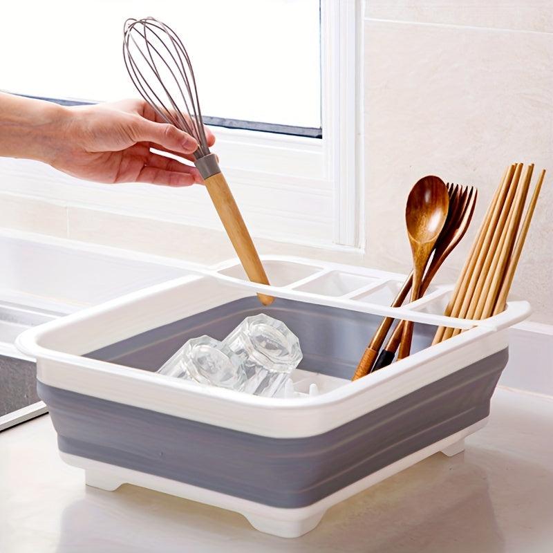Telescopic Draining Dish Rack Large Capacity Tableware Storage Box
